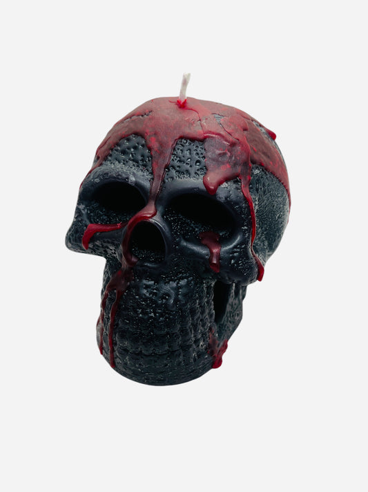 Chiseled Black & Red Skull Candle