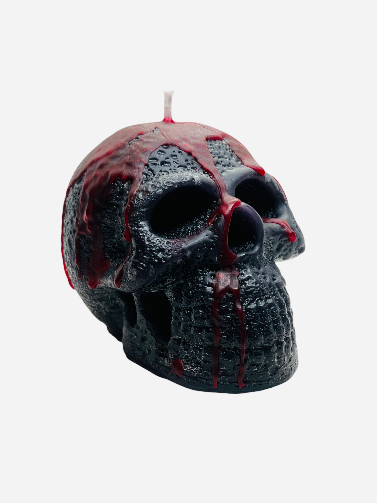 Chiseled Black & Red Skull Candle