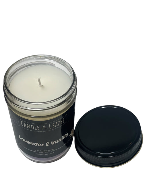 Lavender & Vanilla Scented 8oz Jar Candle
