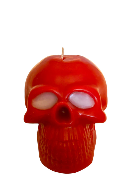 Red Skull Candle White Eyes